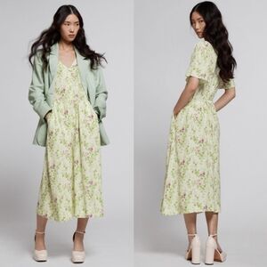 & Other Stories Flutter Sleeve Spring Floral Midi Dress Size 12